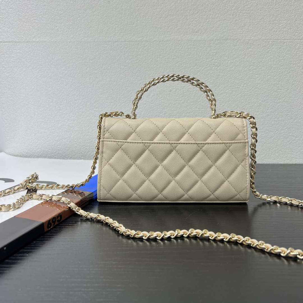 CHANEL Apricot Mini Flap Bag with Handle - AP3238