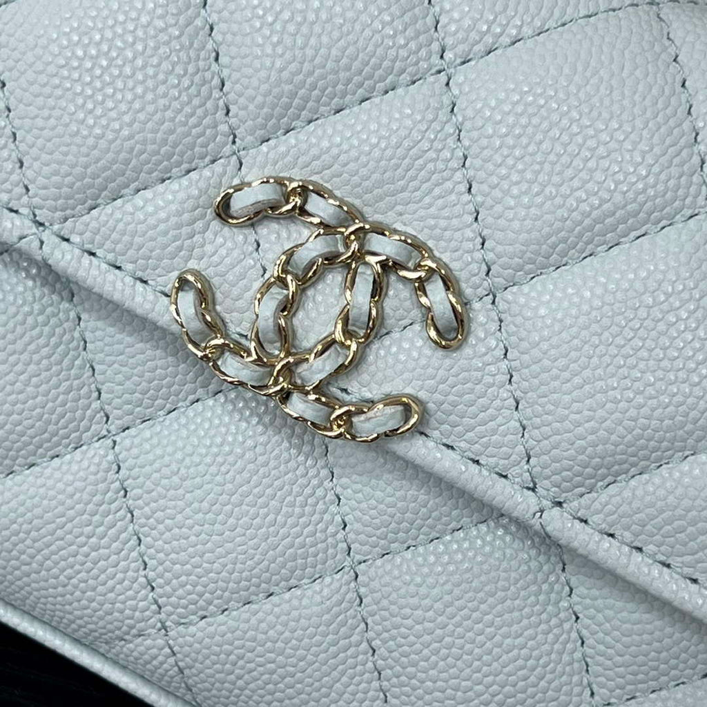 CHANEL Blue Mini Flap Bag with Handle - AP3238