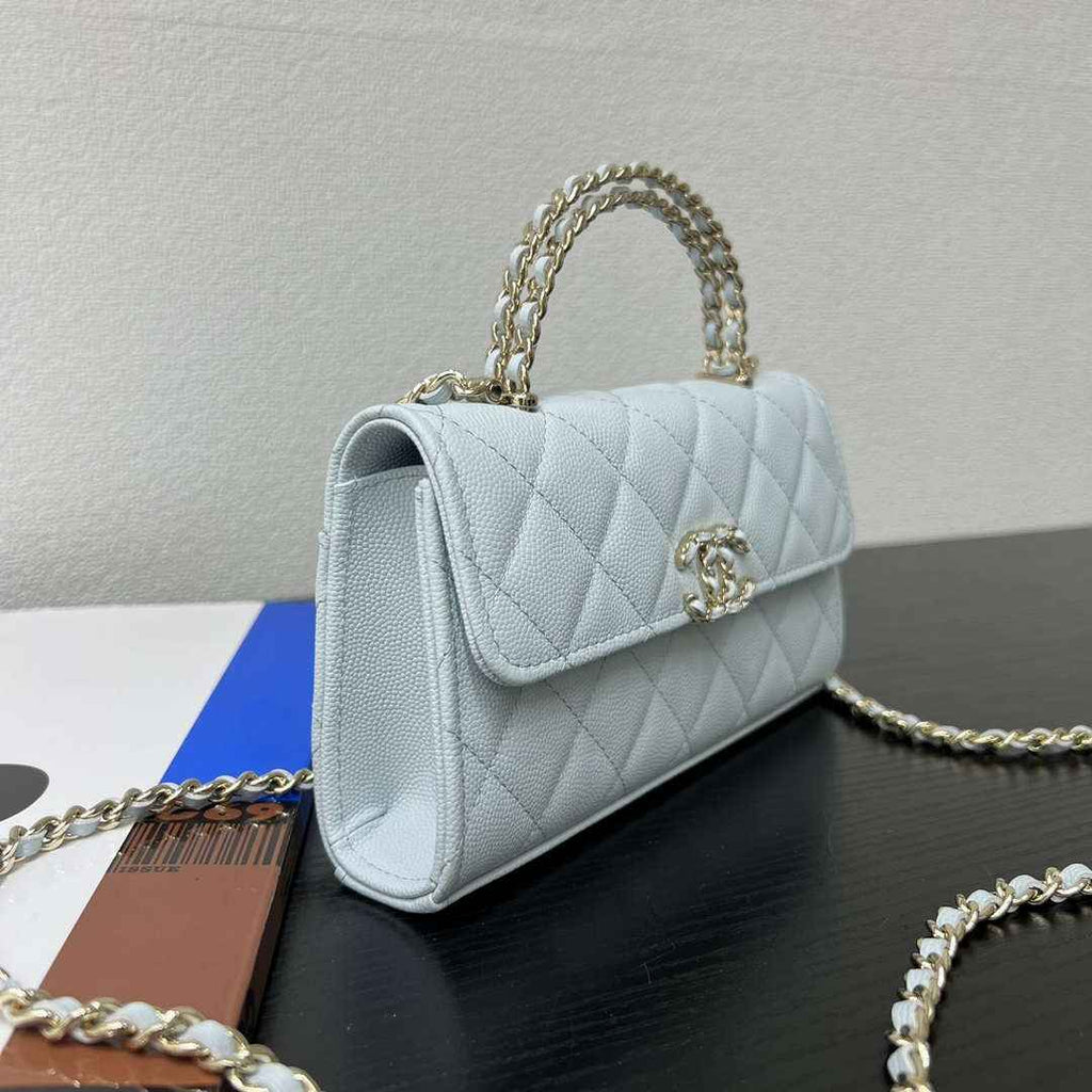 CHANEL Blue Mini Flap Bag with Handle - AP3238