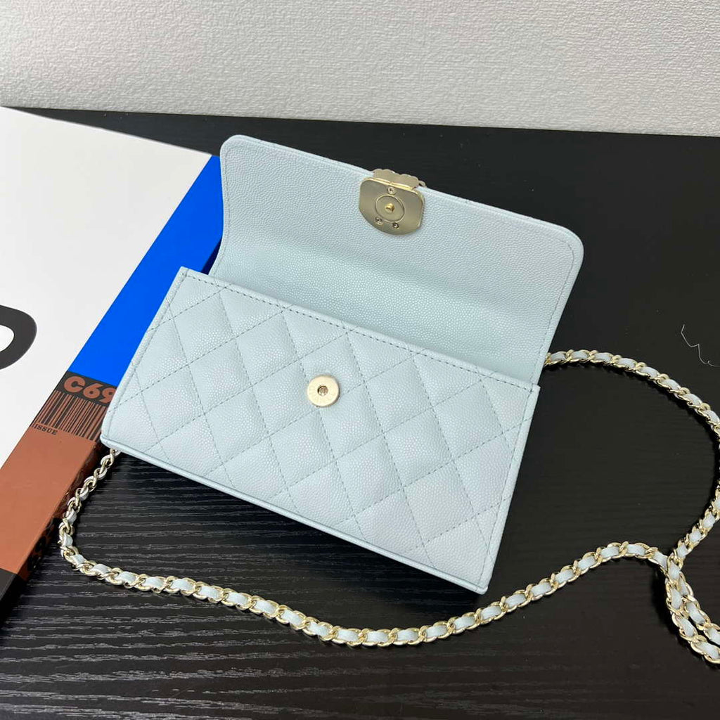 CHANEL Blue Mini Flap Bag with Handle - AP3238