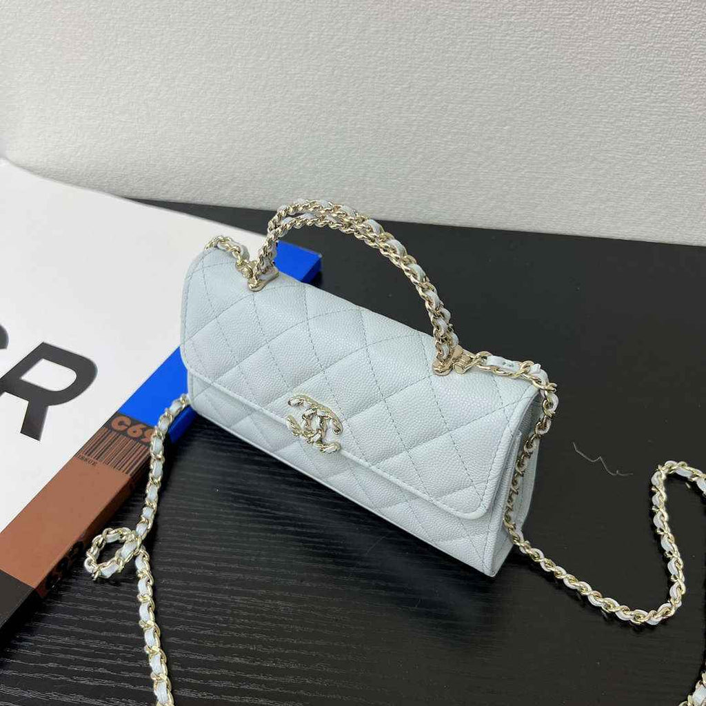 CHANEL Blue Mini Flap Bag with Handle - AP3238