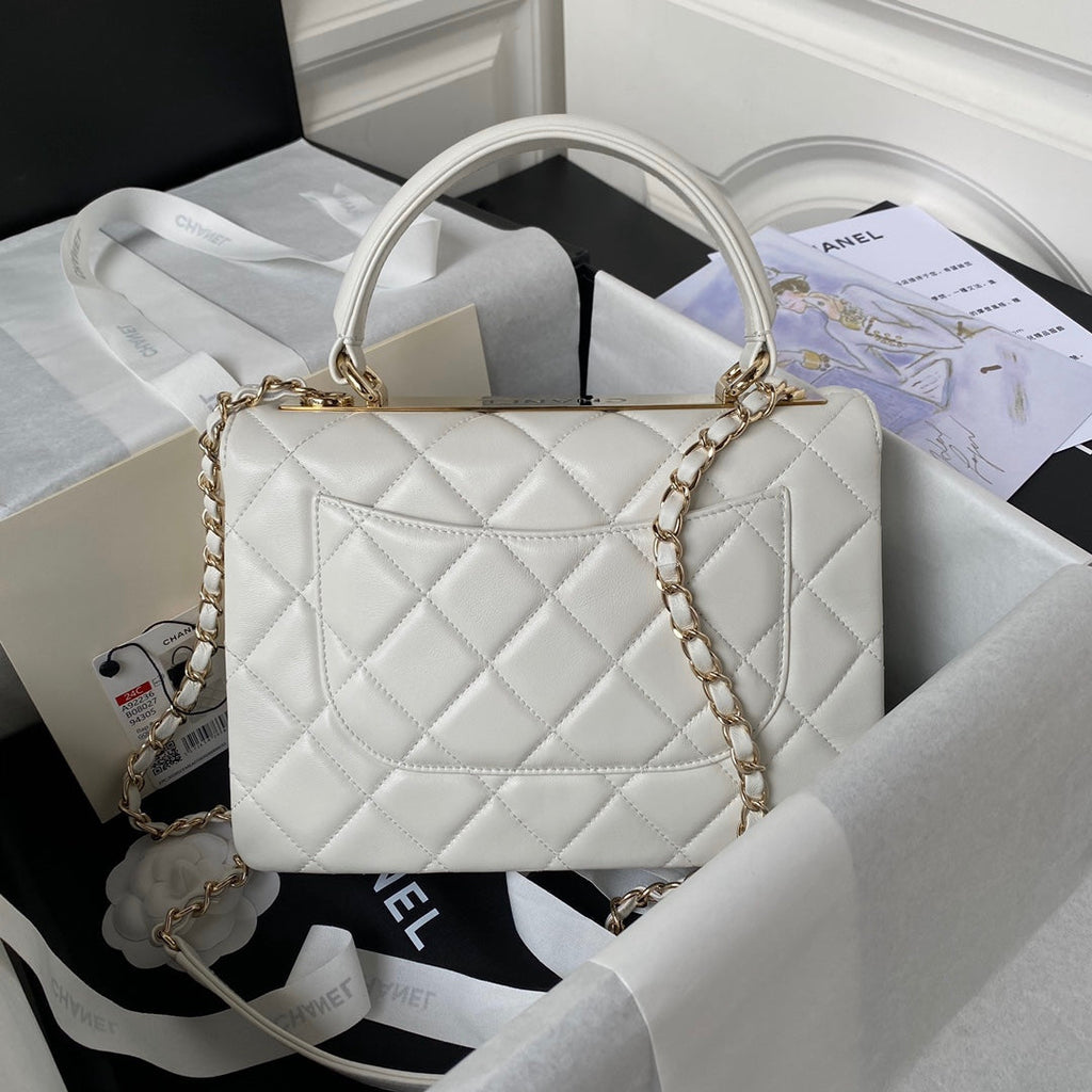 Chanel Flap bag with top handle A92236 Beige Lambskin