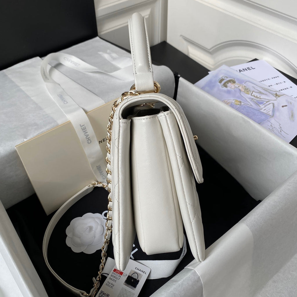 Chanel Flap bag with top handle A92236 Beige Lambskin