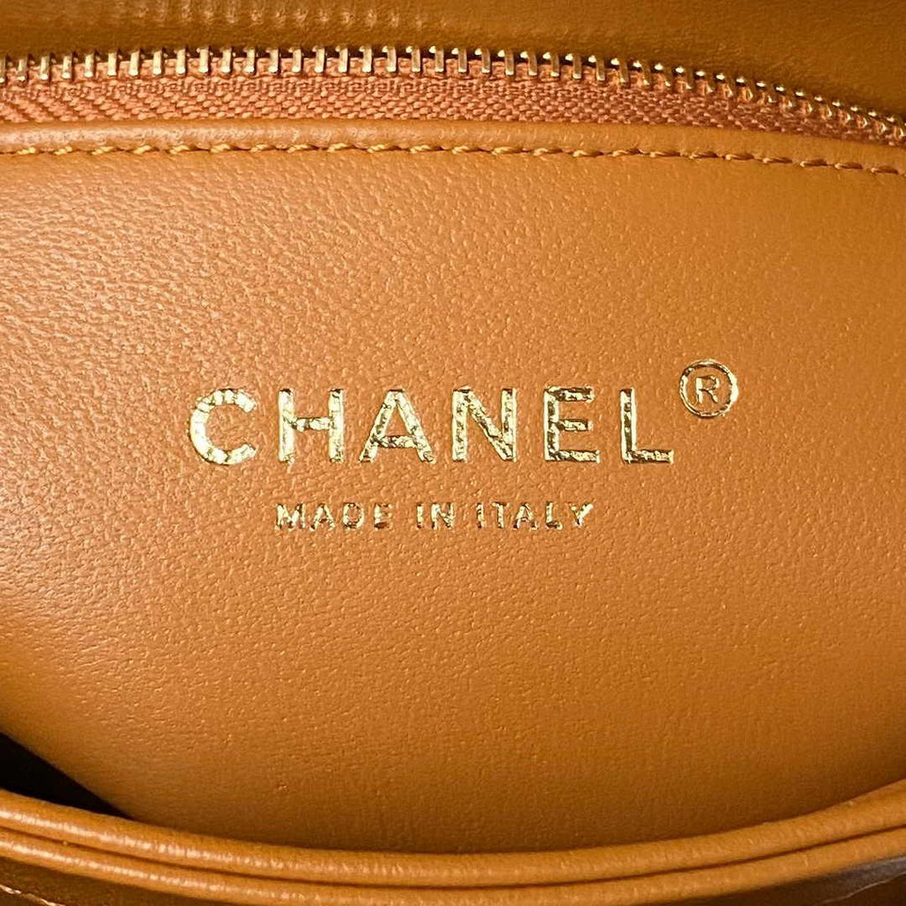 Chanel Flap bag with top handle A92236 Brown Lambskin