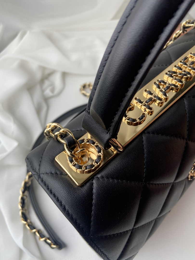 Chanel Flap bag with top handle A92236 Lambskin Black