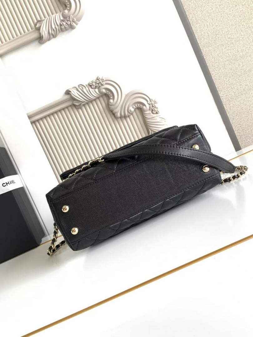 Chanel Flap bag with top handle A92990, Black Red calfskin & Gold