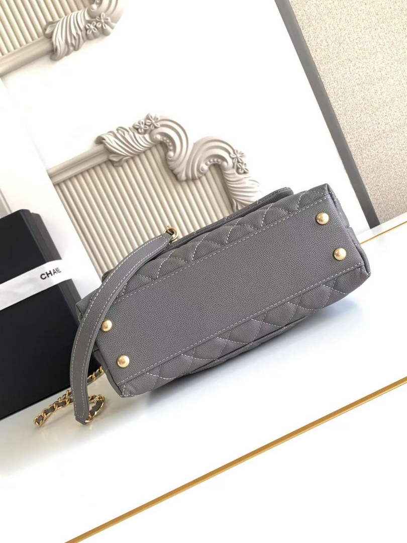 Chanel Flap bag with top handle A92990, Dark Gray calfskin