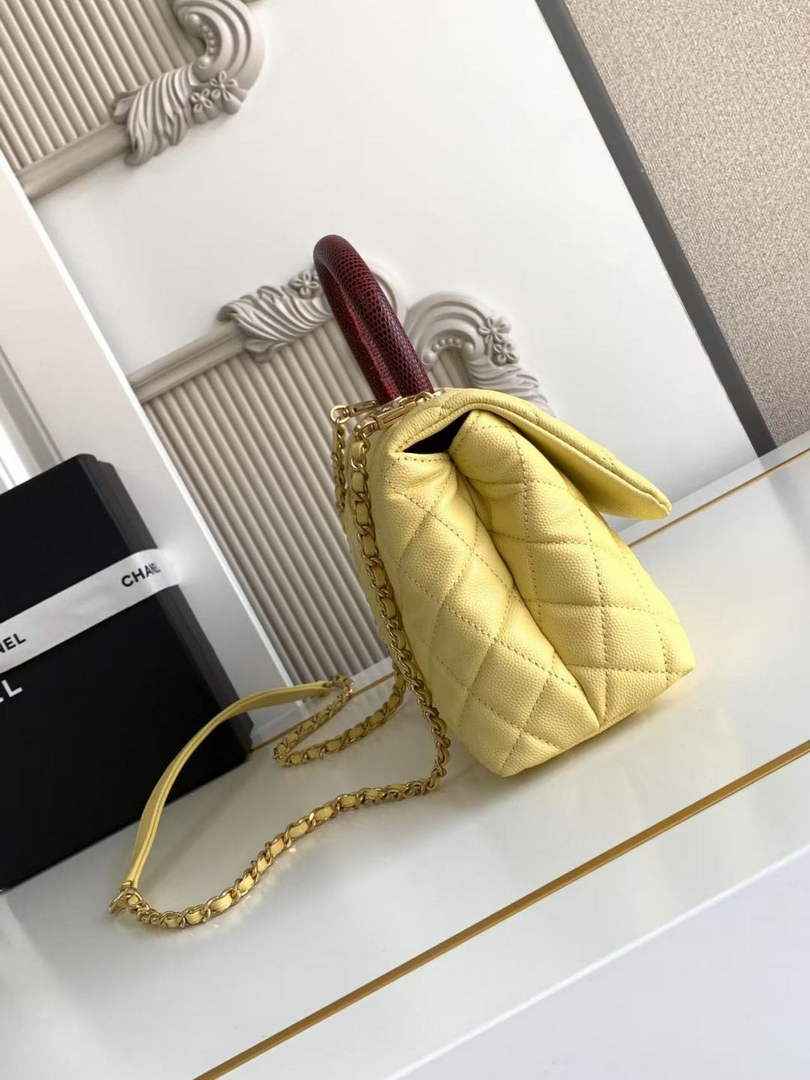 Chanel Flap bag with top handle A92990, Yellow Red calfskin