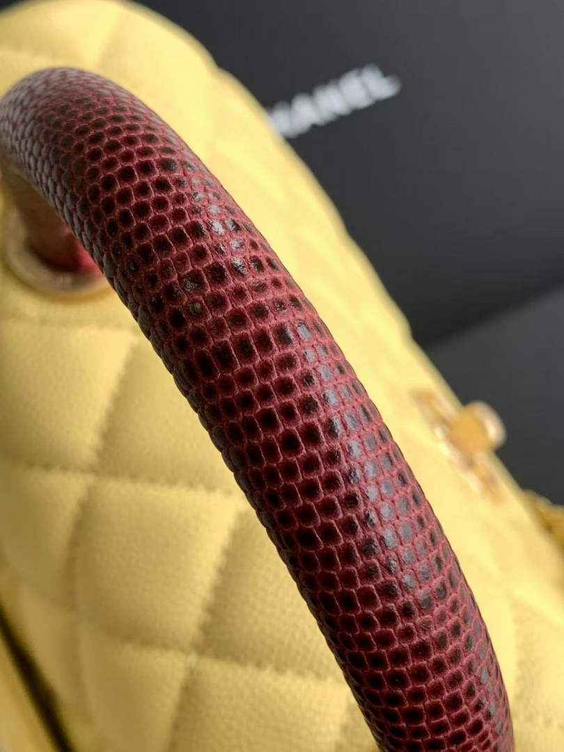Chanel Flap bag with top handle A92990, Yellow Red calfskin