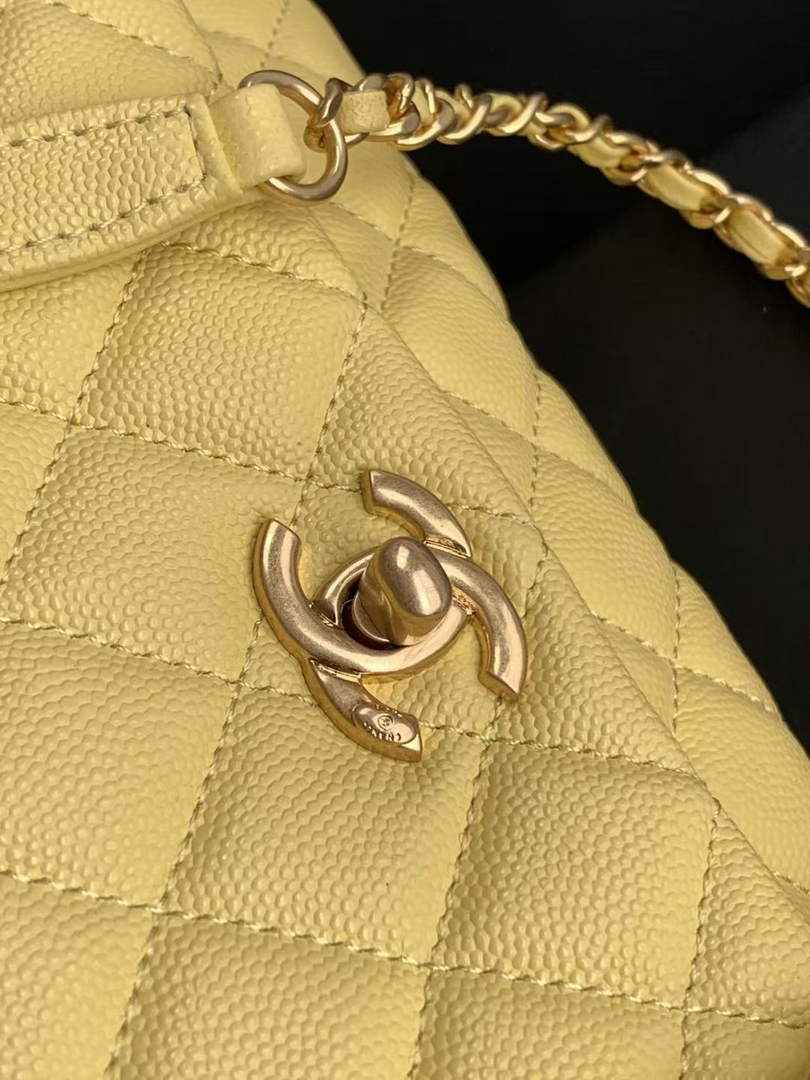 Chanel Flap bag with top handle A92990, Yellow Red calfskin