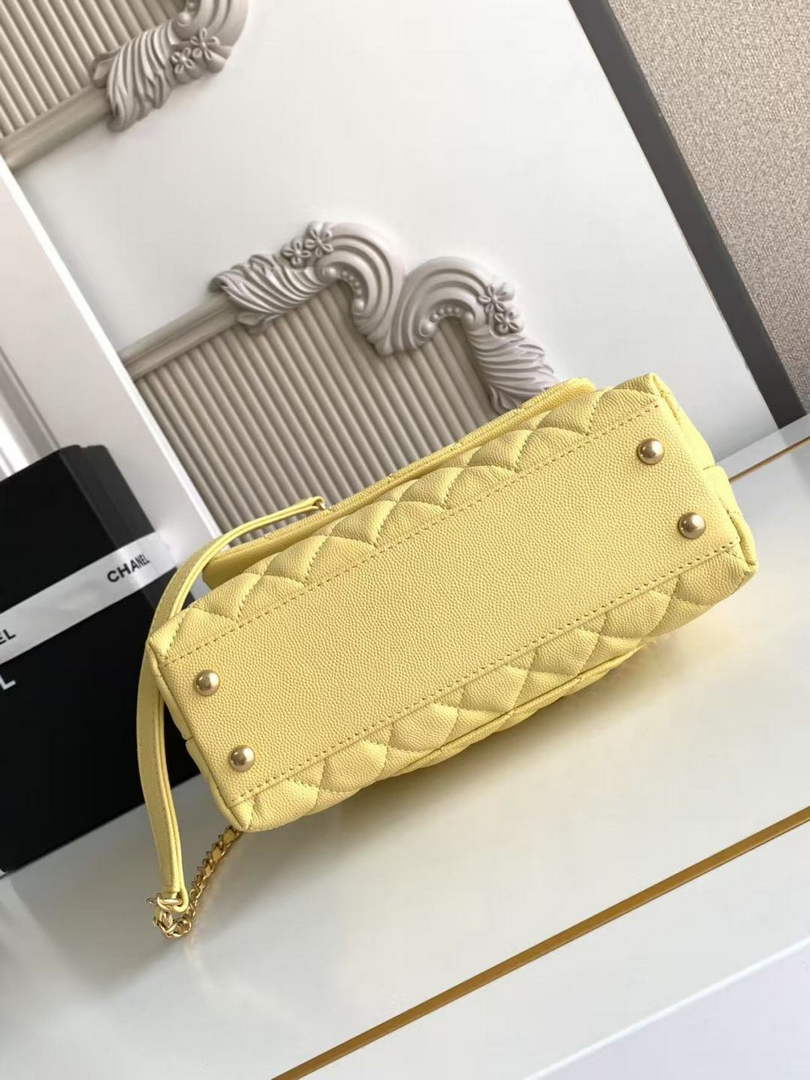 Chanel Flap bag with top handle A92990, Yellow Red calfskin