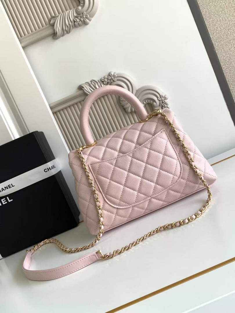 Chanel Flap bag with top handle A92990, Pink calfskin