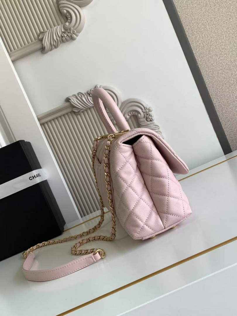 Chanel Flap bag with top handle A92990, Pink calfskin
