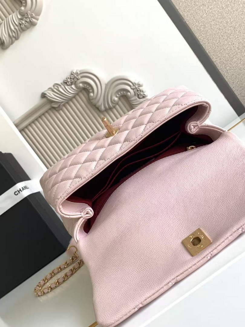Chanel Flap bag with top handle A92990, Pink calfskin