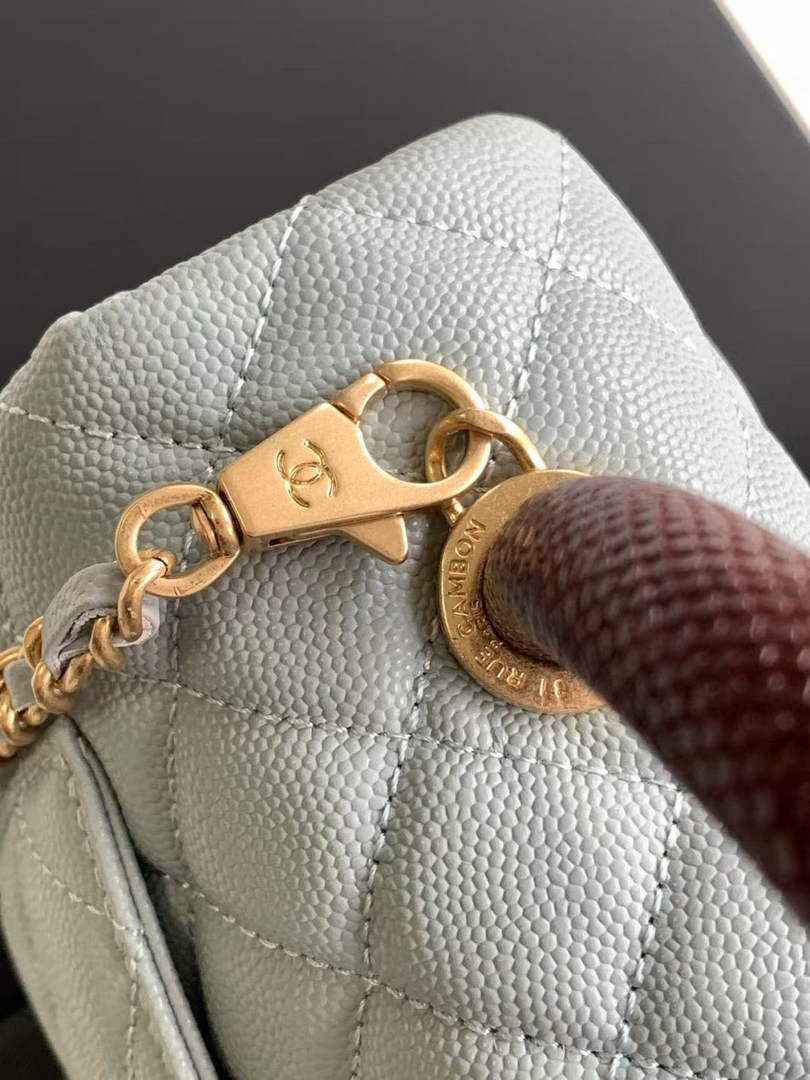Chanel Flap bag with top handle A92990, Blue Red calfskin