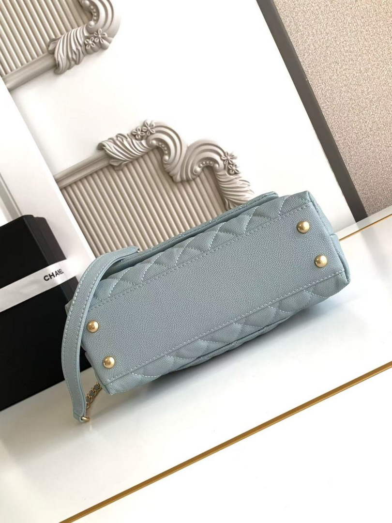 Chanel Flap bag with top handle A92990, Blue Red calfskin