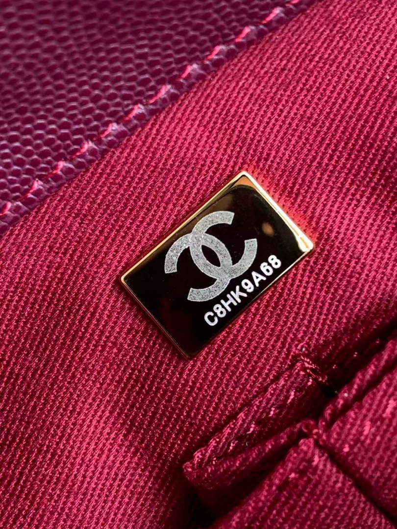 Chanel Flap bag with top handle A92990, Wine Red calfskin Gold