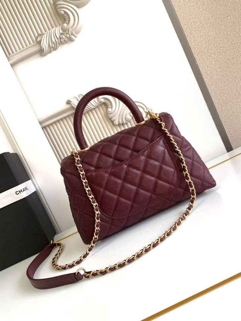 Chanel Flap bag with top handle A92990, Wine Red calfskin