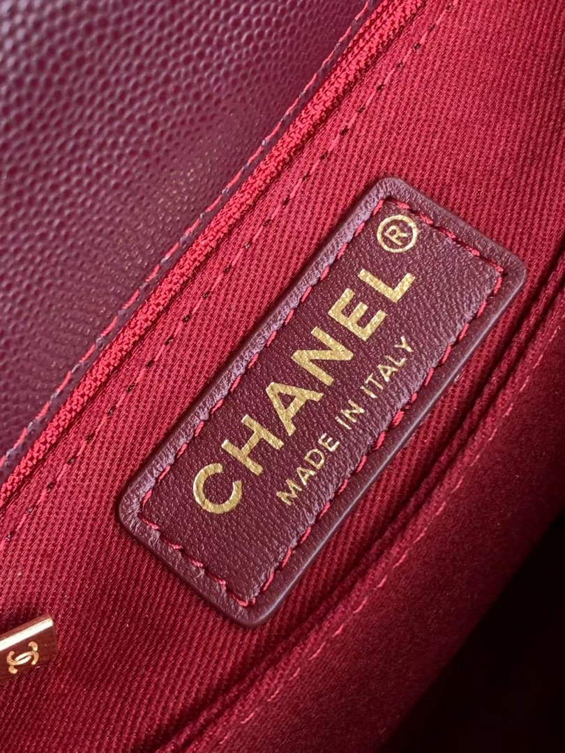 Chanel Flap bag with top handle A92990, Wine Red calfskin