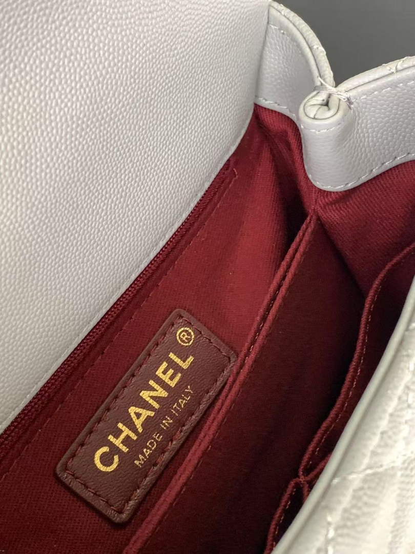 Chanel Flap bag with top handle A92990, Gray Red calfskin