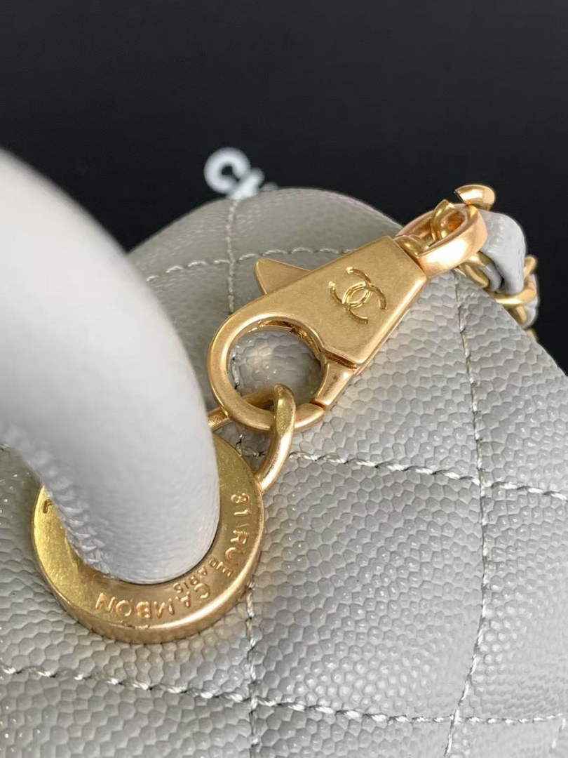 Chanel Flap bag with top handle A92990, Gray calfskin