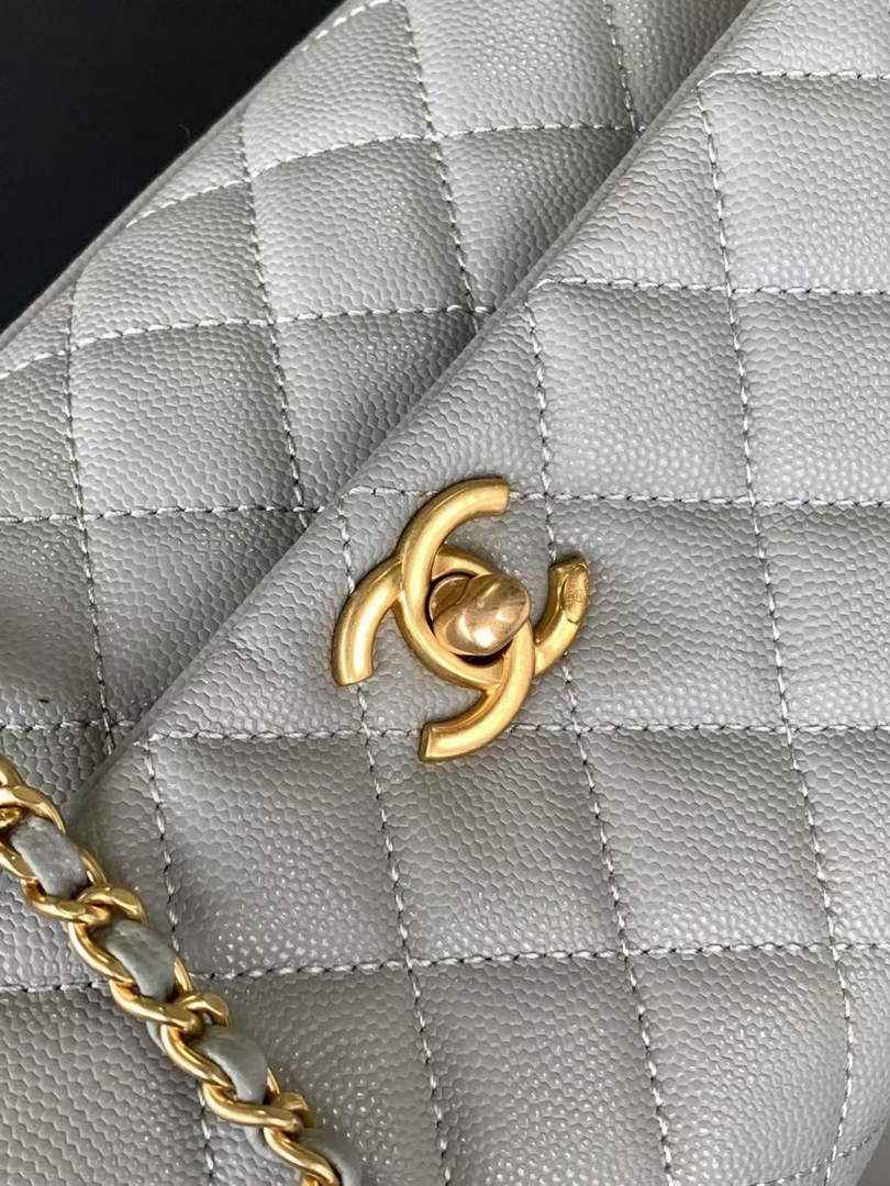 Chanel Flap bag with top handle A92990, Gray calfskin
