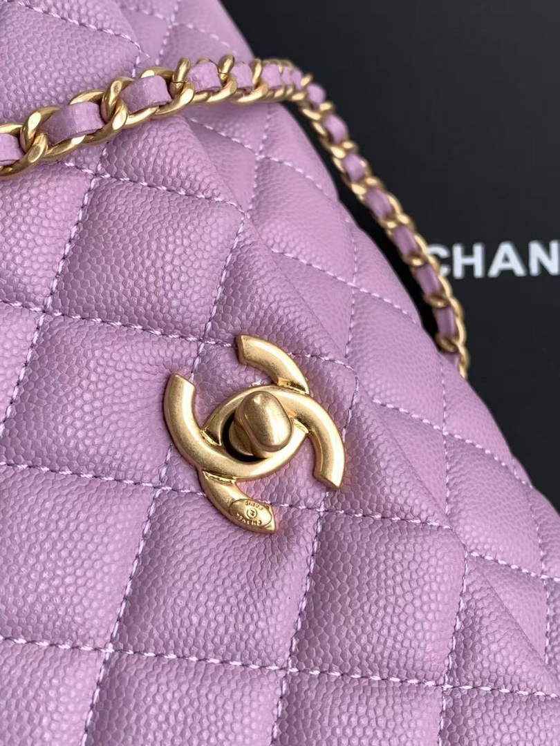 Chanel Flap bag with top handle A92990, Purple Red calfskin