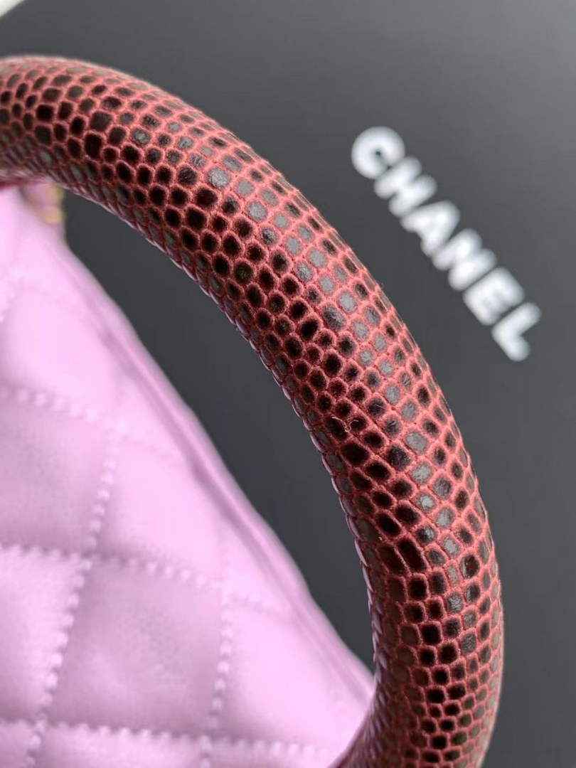 Chanel Flap bag with top handle A92990, Purple Red calfskin
