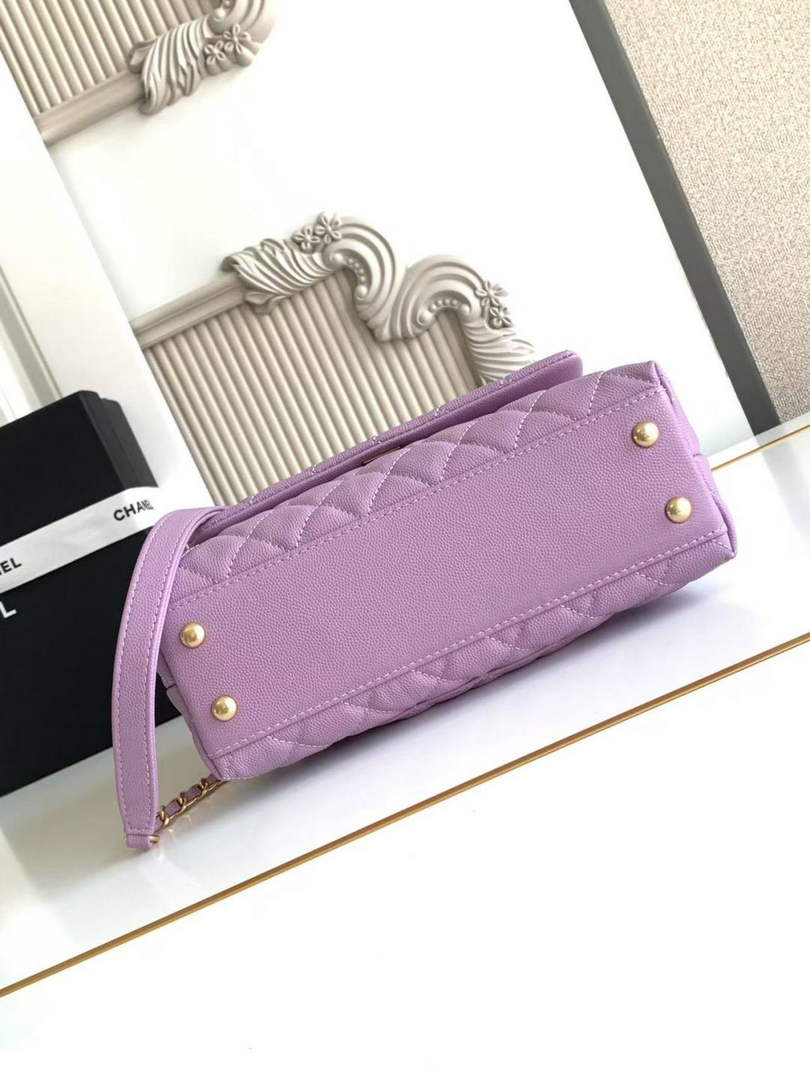 Chanel Flap bag with top handle A92990, Purple Red calfskin