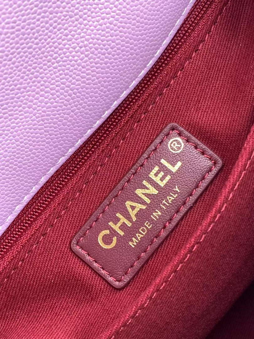 Chanel Flap bag with top handle A92990, Purple Red calfskin