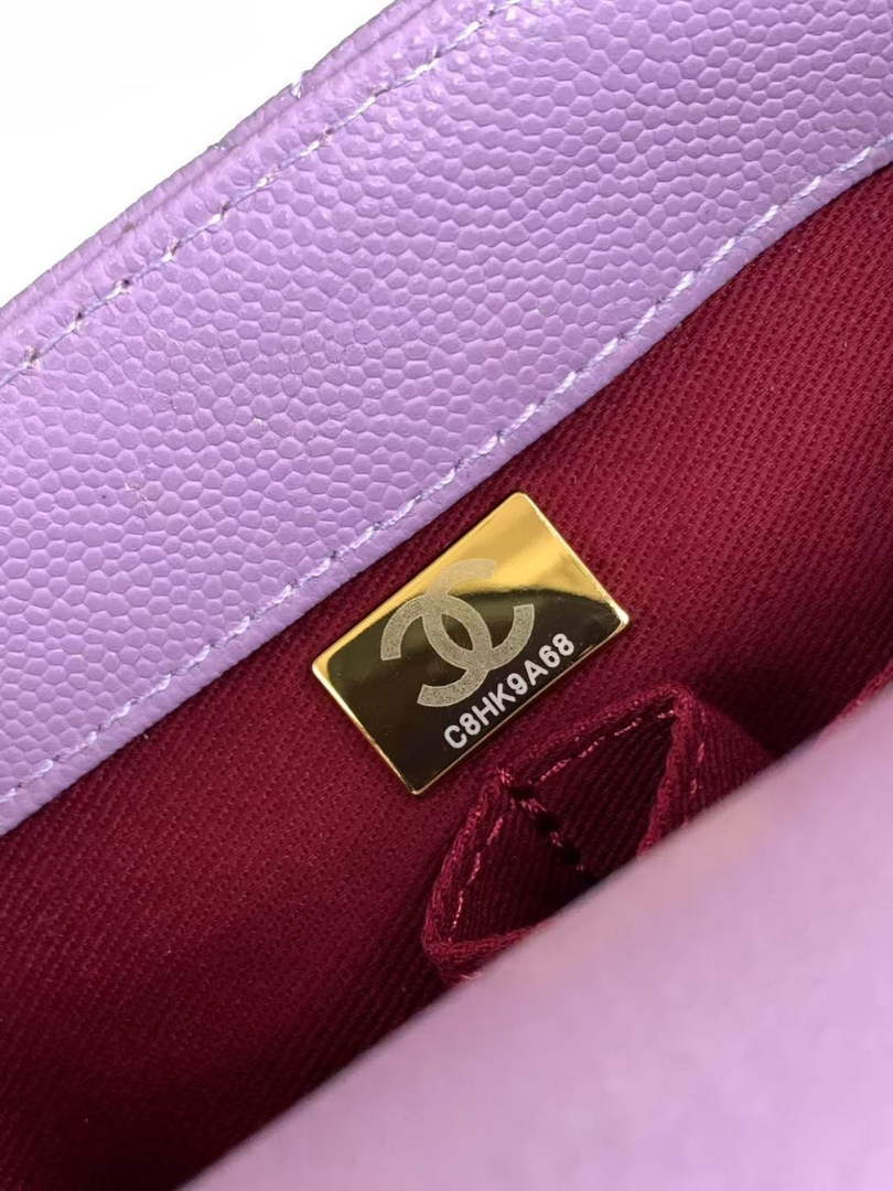 Chanel Flap bag with top handle A92990, Purple Red calfskin