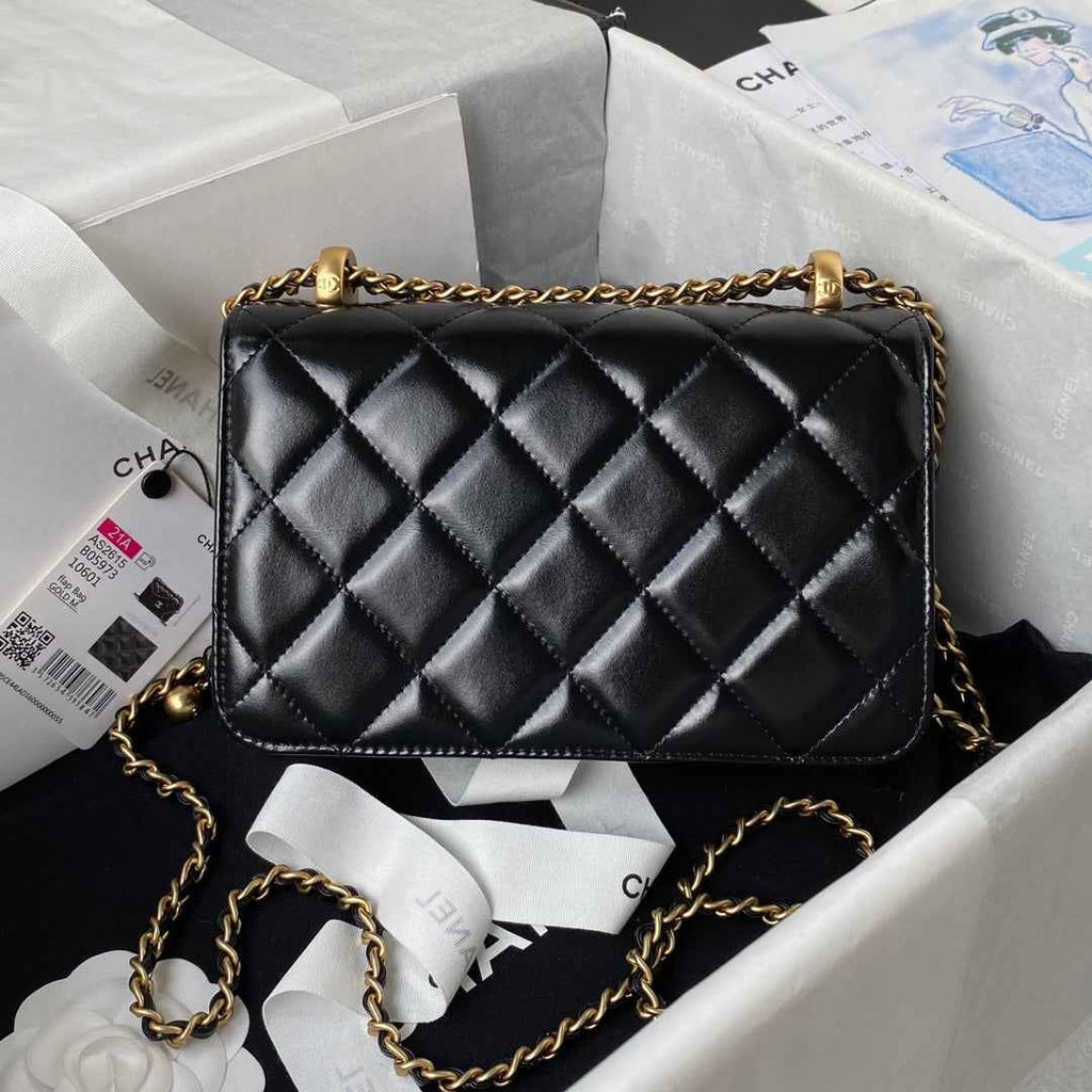 Chanel Flap bag with top handle AS2615 Lambskin Black