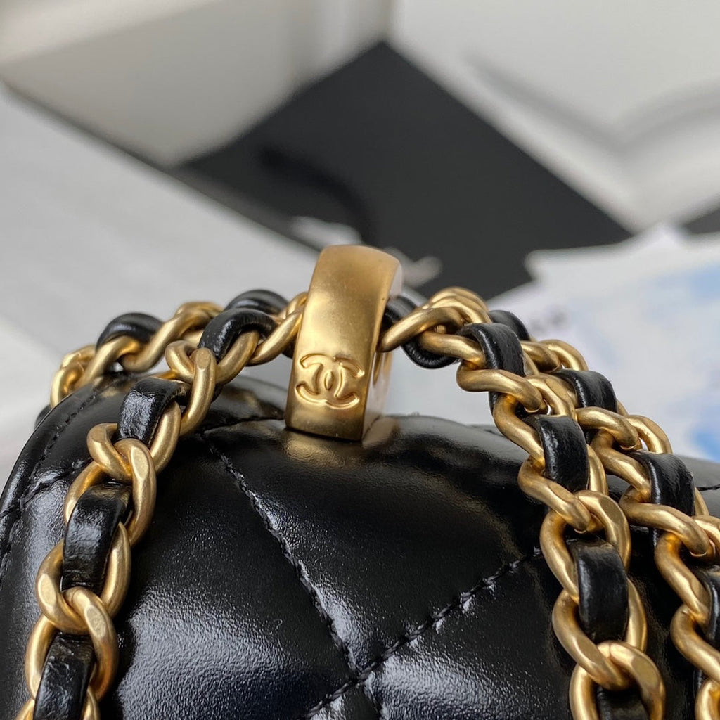 Chanel Flap bag with top handle AS2615 Lambskin Black