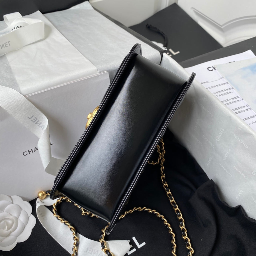 Chanel Flap bag with top handle AS2615 Lambskin Black