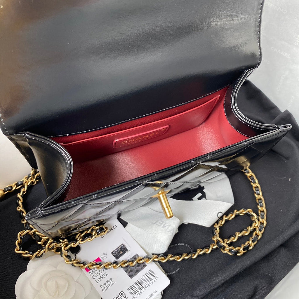 Chanel Flap bag with top handle AS2615 Lambskin Black