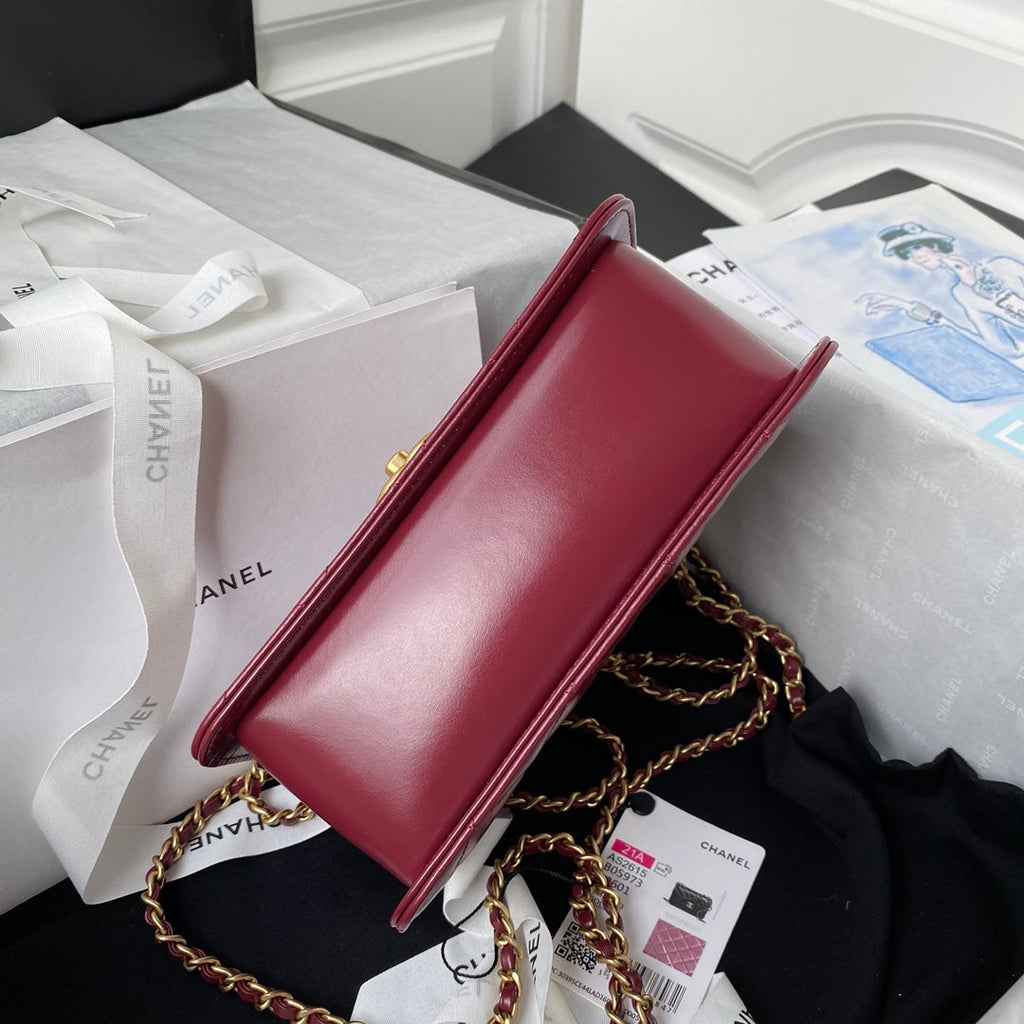 Chanel Flap bag with top handle AS2615 Lambskin Red