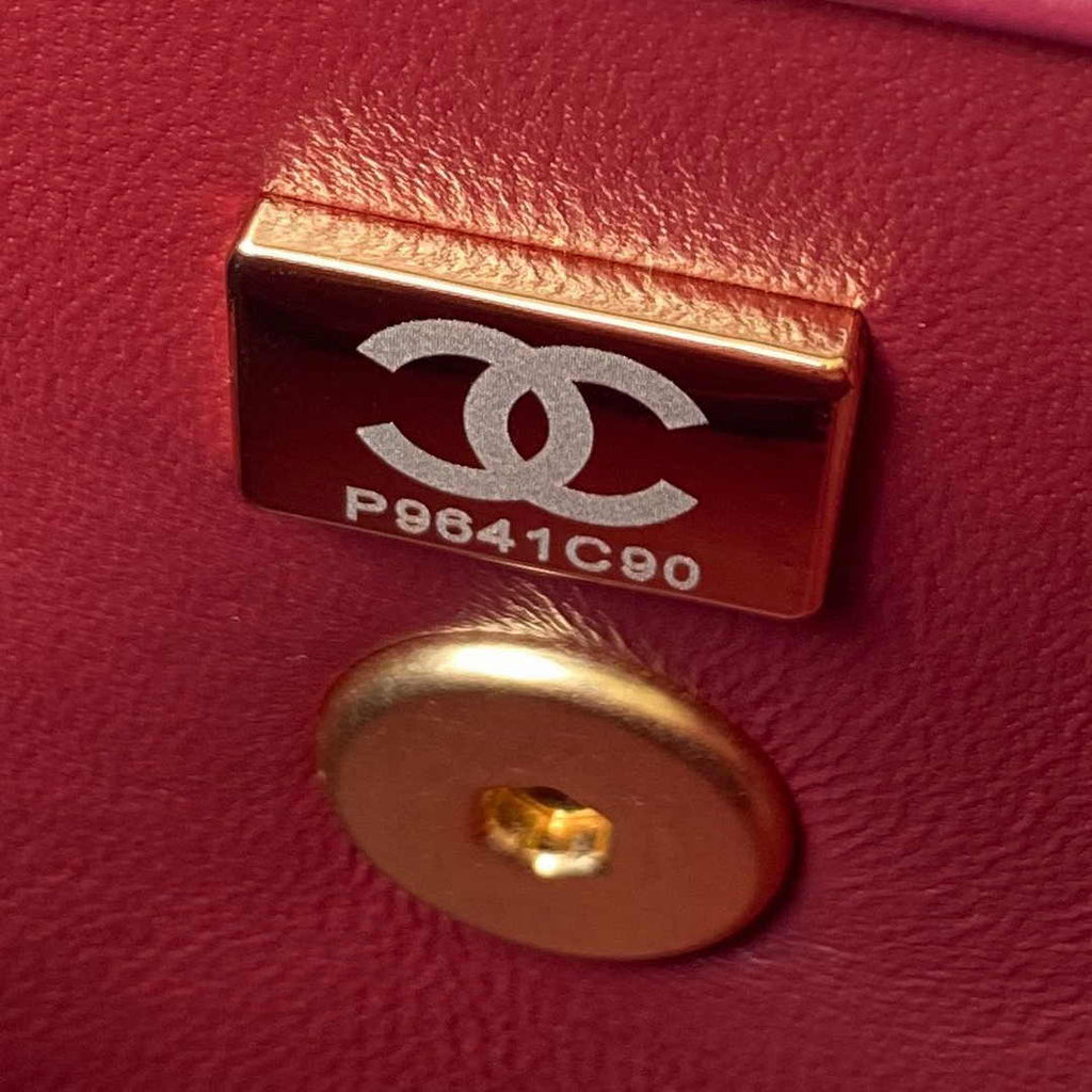 Chanel Flap bag with top handle AS2615 Lambskin Red
