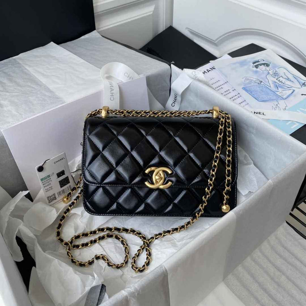 Chanel Flap bag with top handle AS2649 Lambskin Black