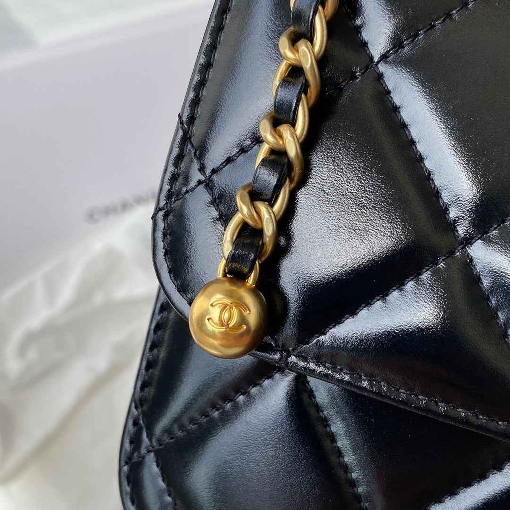 Chanel Flap bag with top handle AS2649 Lambskin Black