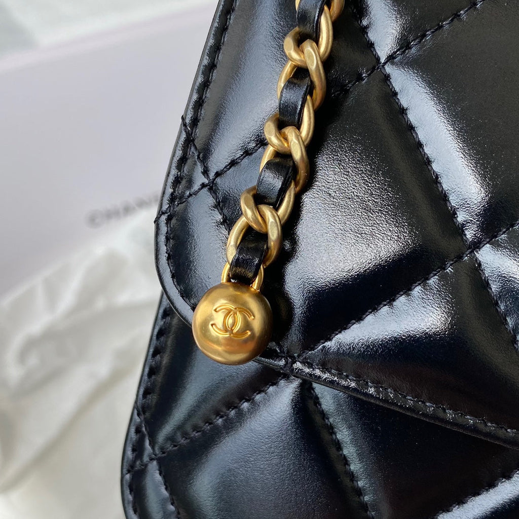 Chanel Flap bag with top handle AS2649 Lambskin Black