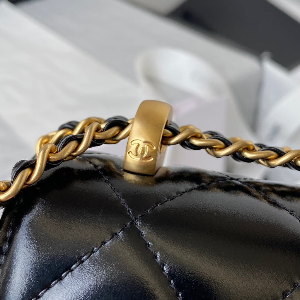 Chanel Flap bag with top handle AS2649 Lambskin Black