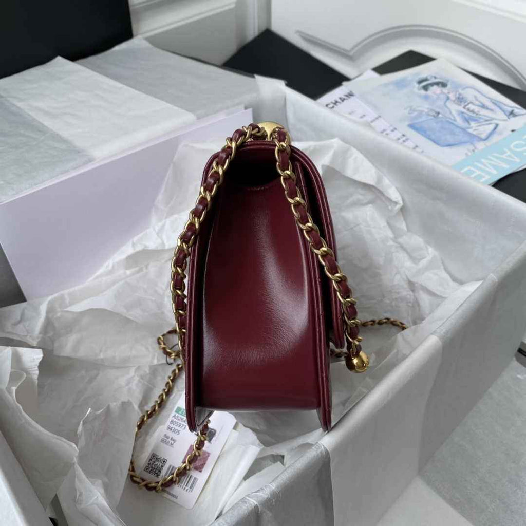 Chanel Flap bag with top handle AS2649 Lambskin Red