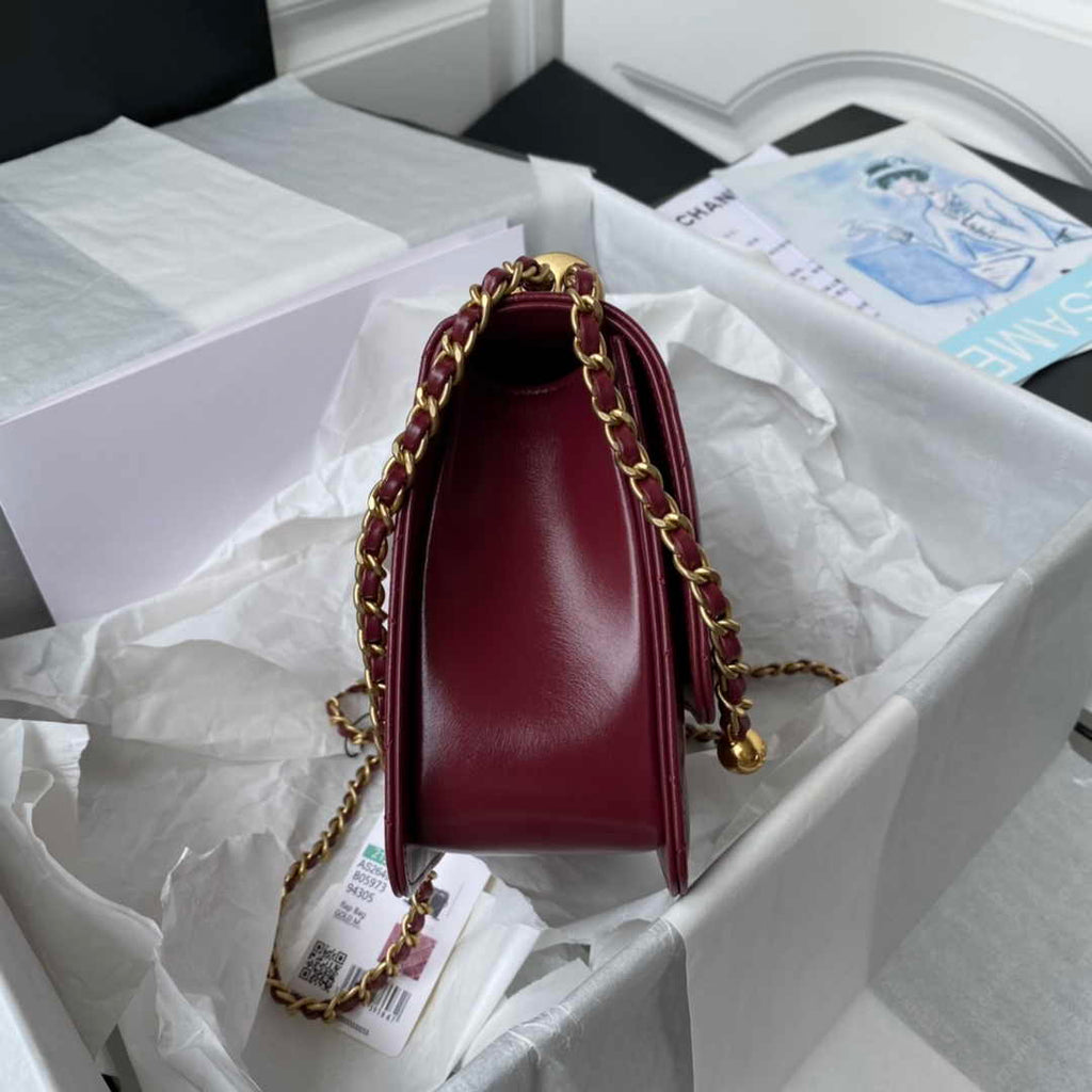 Chanel Flap bag with top handle AS2649 Lambskin Red