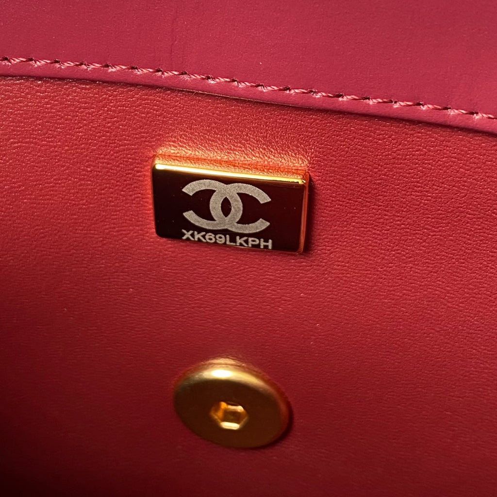 Chanel Flap bag with top handle AS2649 Lambskin Red