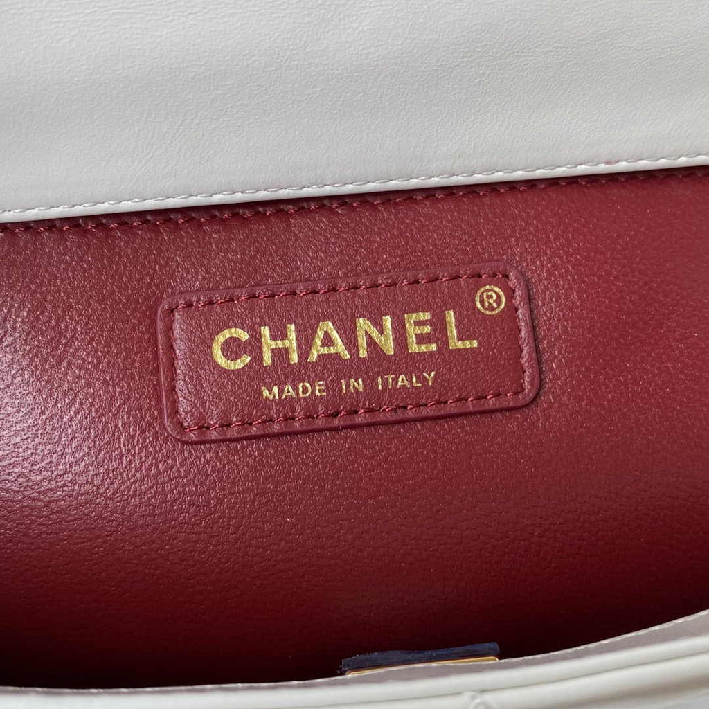 Chanel Flap bag with top handle AS2649 Lambskin White