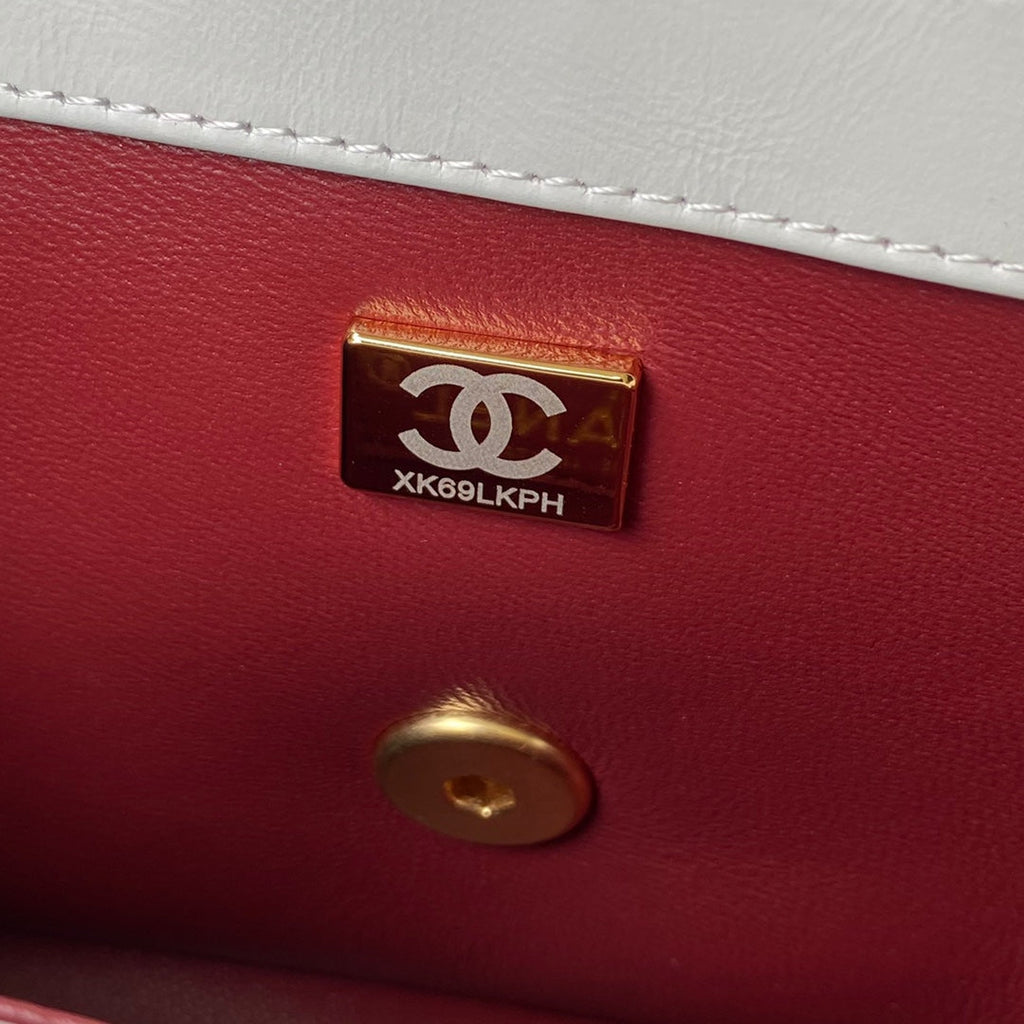 Chanel Flap bag with top handle AS2649 Lambskin White