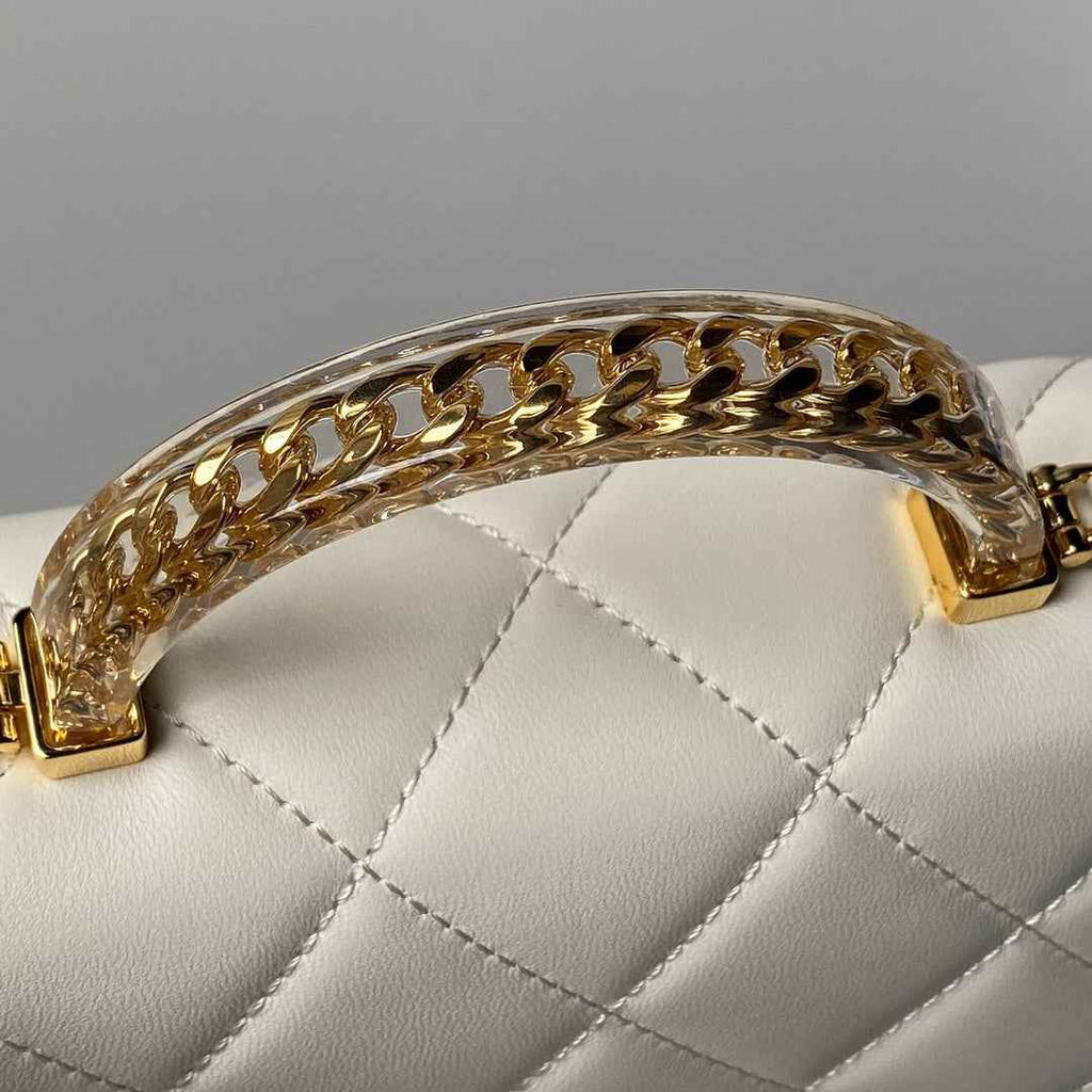 Chanel flap bag with top handle AS4848 Beige Lambskin