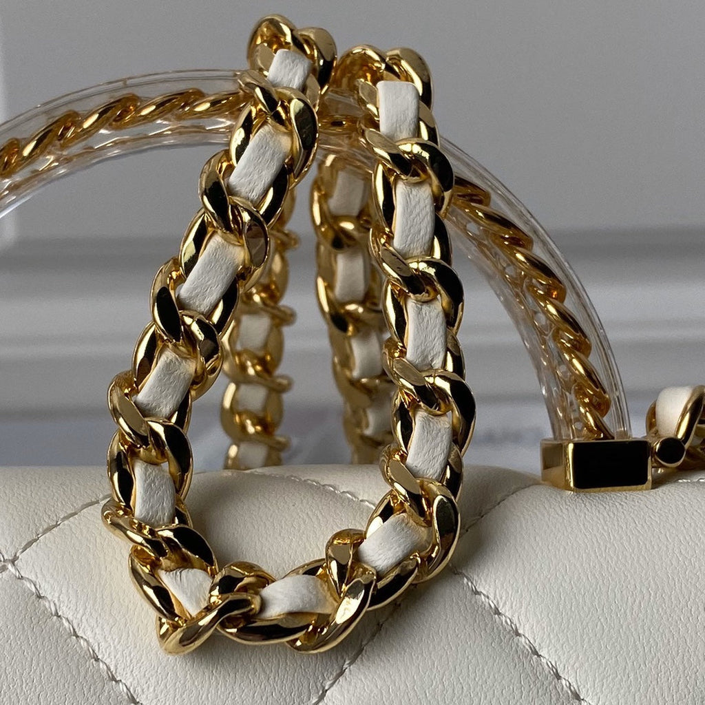 Chanel flap bag with top handle AS4848 Beige Lambskin