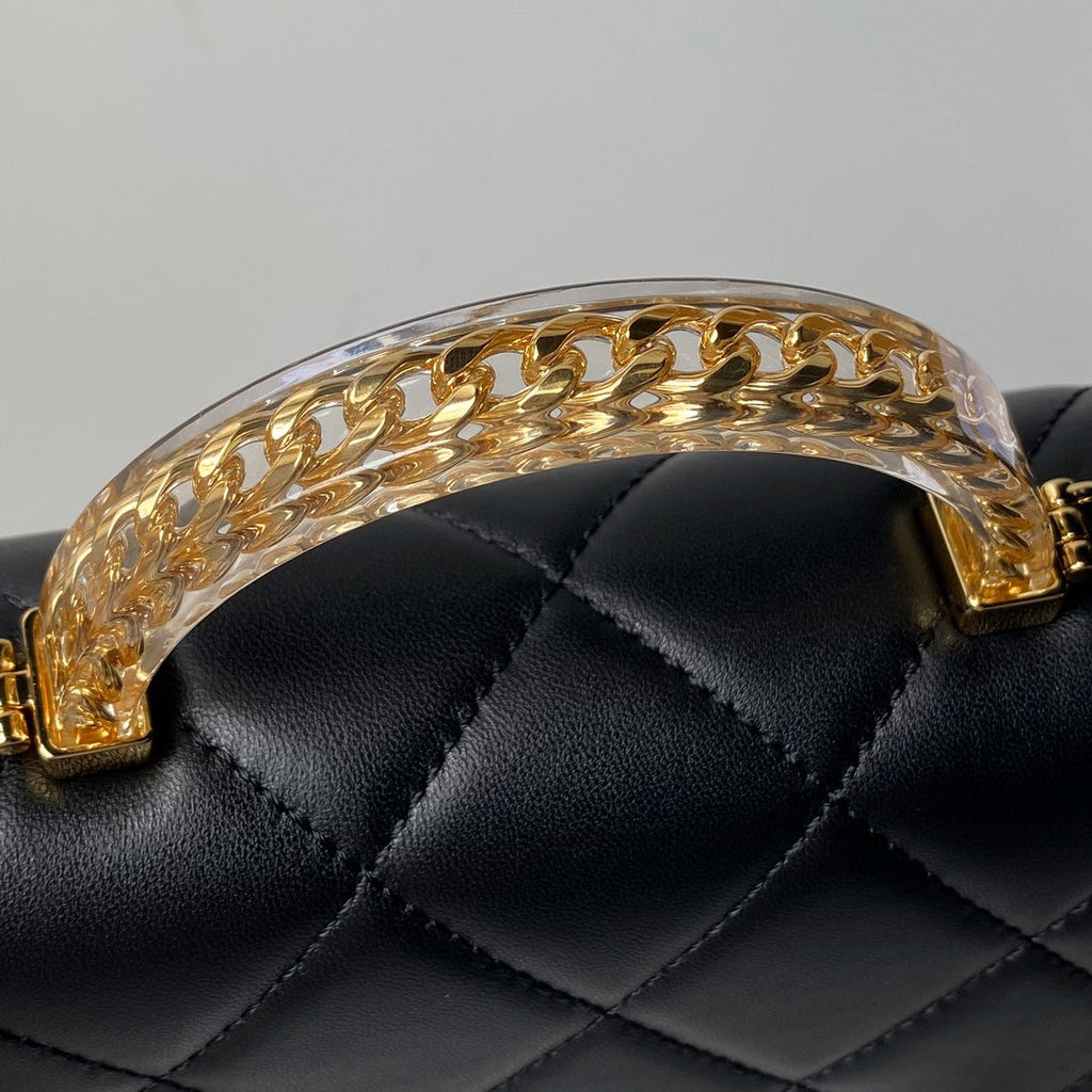 Chanel flap bag with top handle AS4848 Black Lambskin