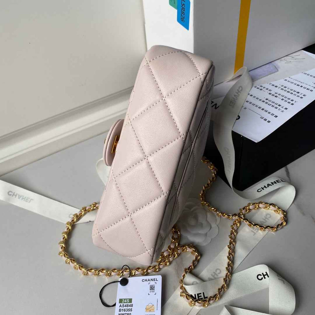 Chanel flap bag with top handle AS4848 Light Pink Lambskin